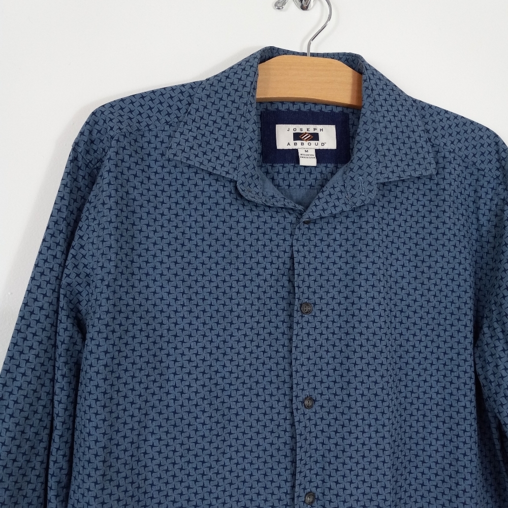 Joseph Abbound, Men's Warehouse,Blue, Deconstructed Stars Pattern Sport Shirt, M - Picture 8 of 9
